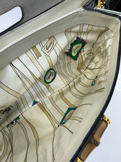 Vintage Gucci Bamboo Top Handle Bag – Black Patent Leather – Made in Italy