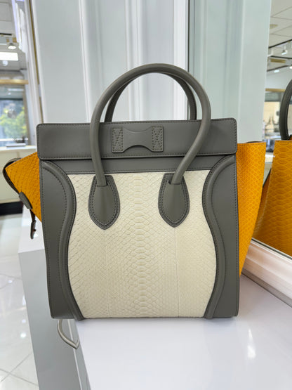 Céline Micro Luggage Tote – Tricolor Python & Leather – Made in Italy