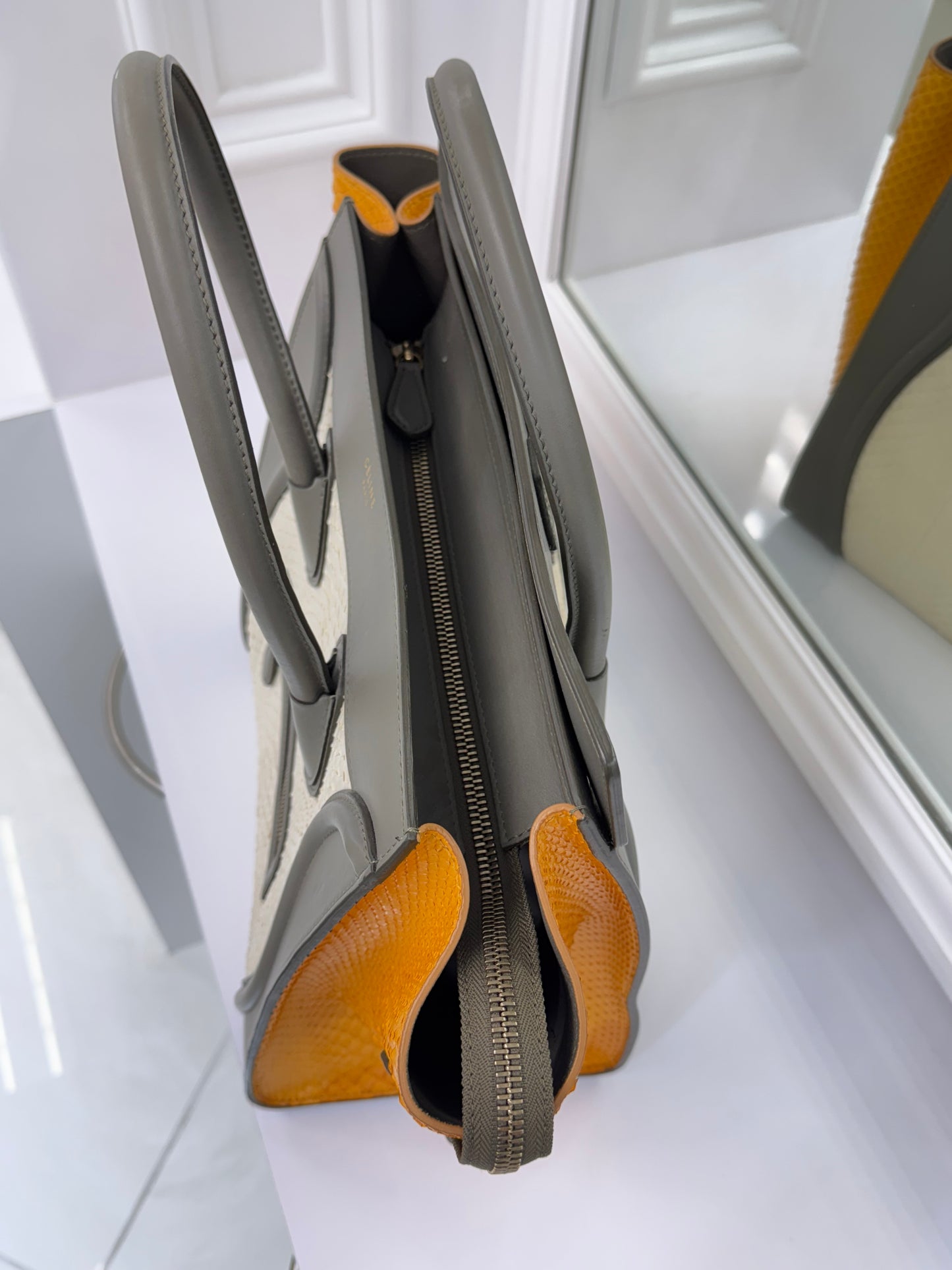 Céline Micro Luggage Tote – Tricolor Python & Leather – Made in Italy