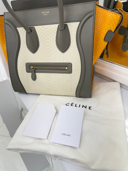 Céline Micro Luggage Tote – Tricolor Python & Leather – Made in Italy