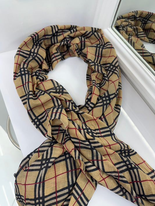 Burberry London Oversized Parrot Check Scarf – 54” x 60”