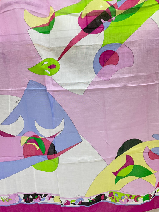 Emilio Pucci Silk Scarf – Abstract Geometric Print, Oversized 37” x 59”