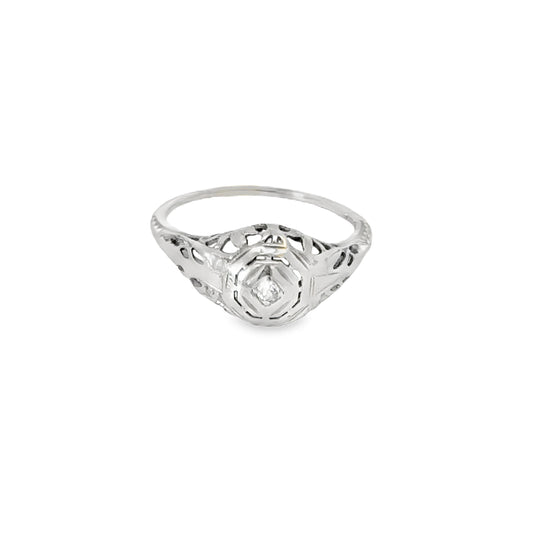 Lovely 1920’s 18K White Gold Engagement Ring