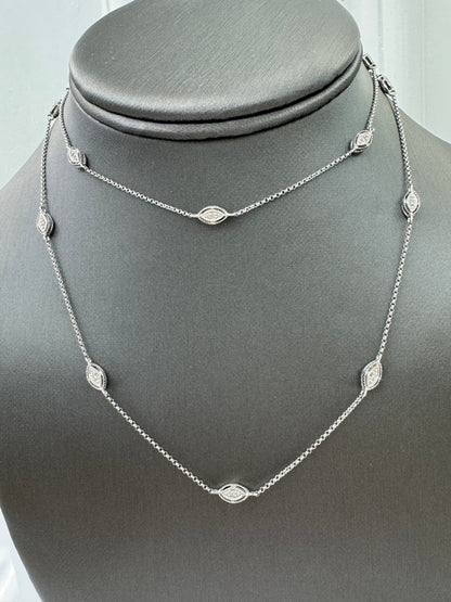 14K White Gold Diamond By-the-Yard Necklace – 28”