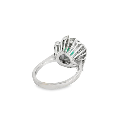 Gorgeous 14K White Gold Emerald & Diamond Ring