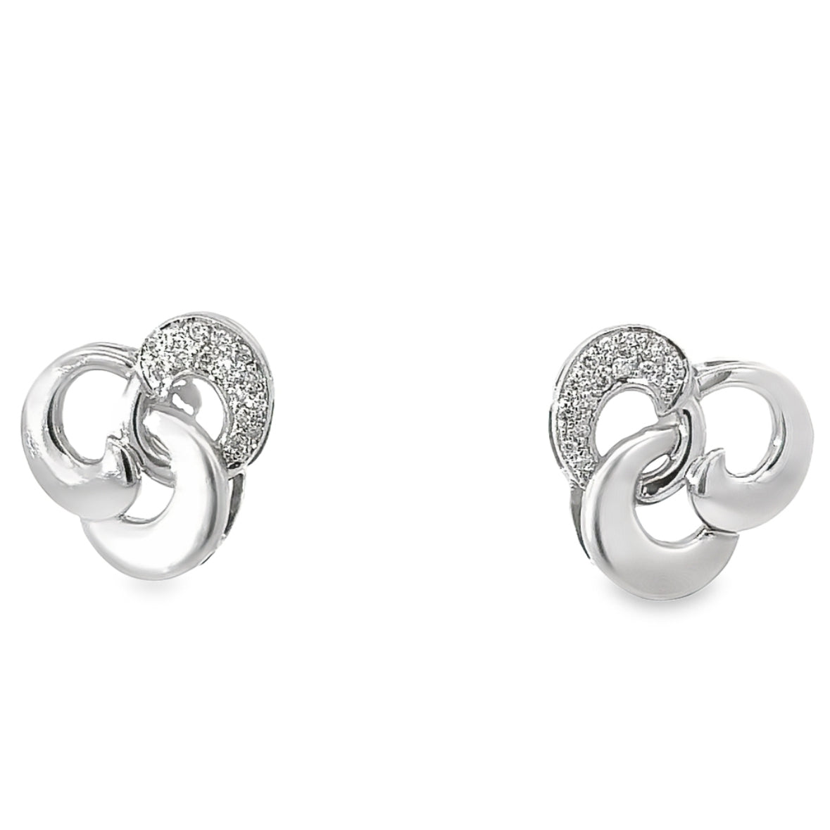 18K White Gold Swirl Diamond Earrings