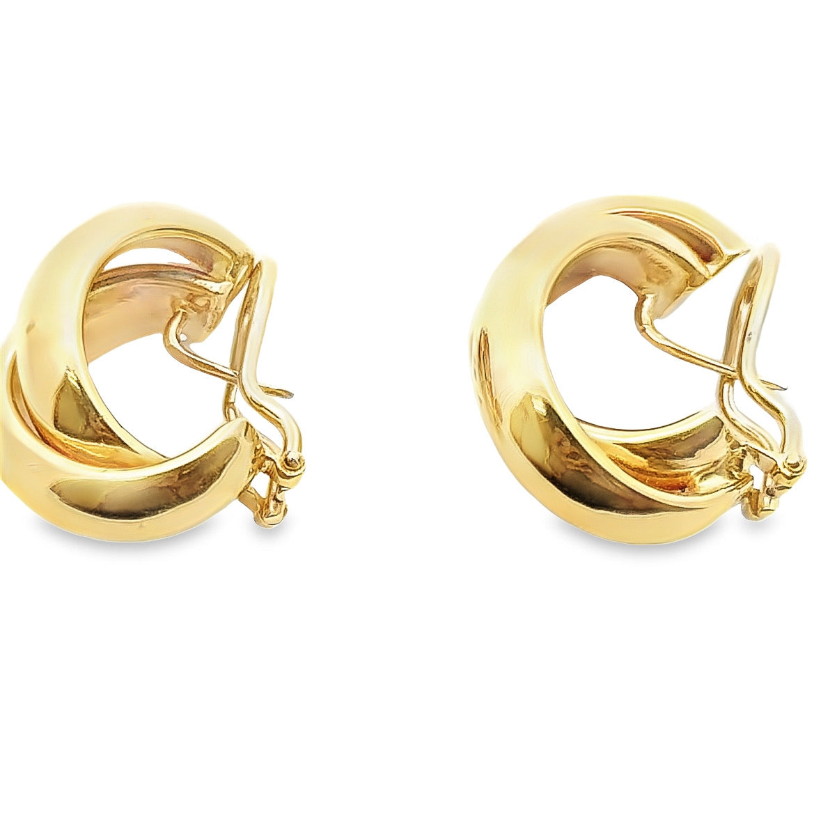 18K Polished Yellow Gold Hoop French-Clip Earrings