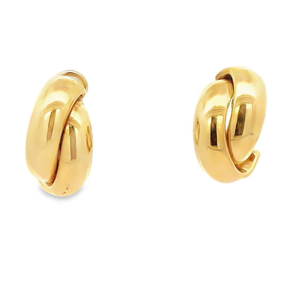 18K Polished Yellow Gold Hoop French-Clip Earrings