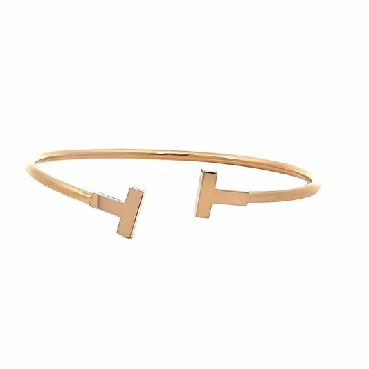Tiffany & Co. T 18K Rose Gold Wide Wire Bracelet