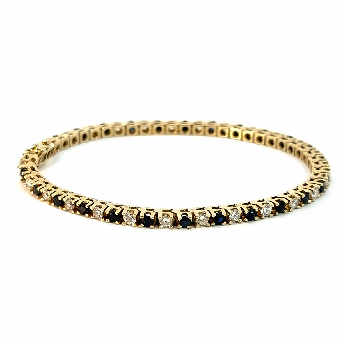 14K Yellow Gold Diamond & Sapphire Bracelet