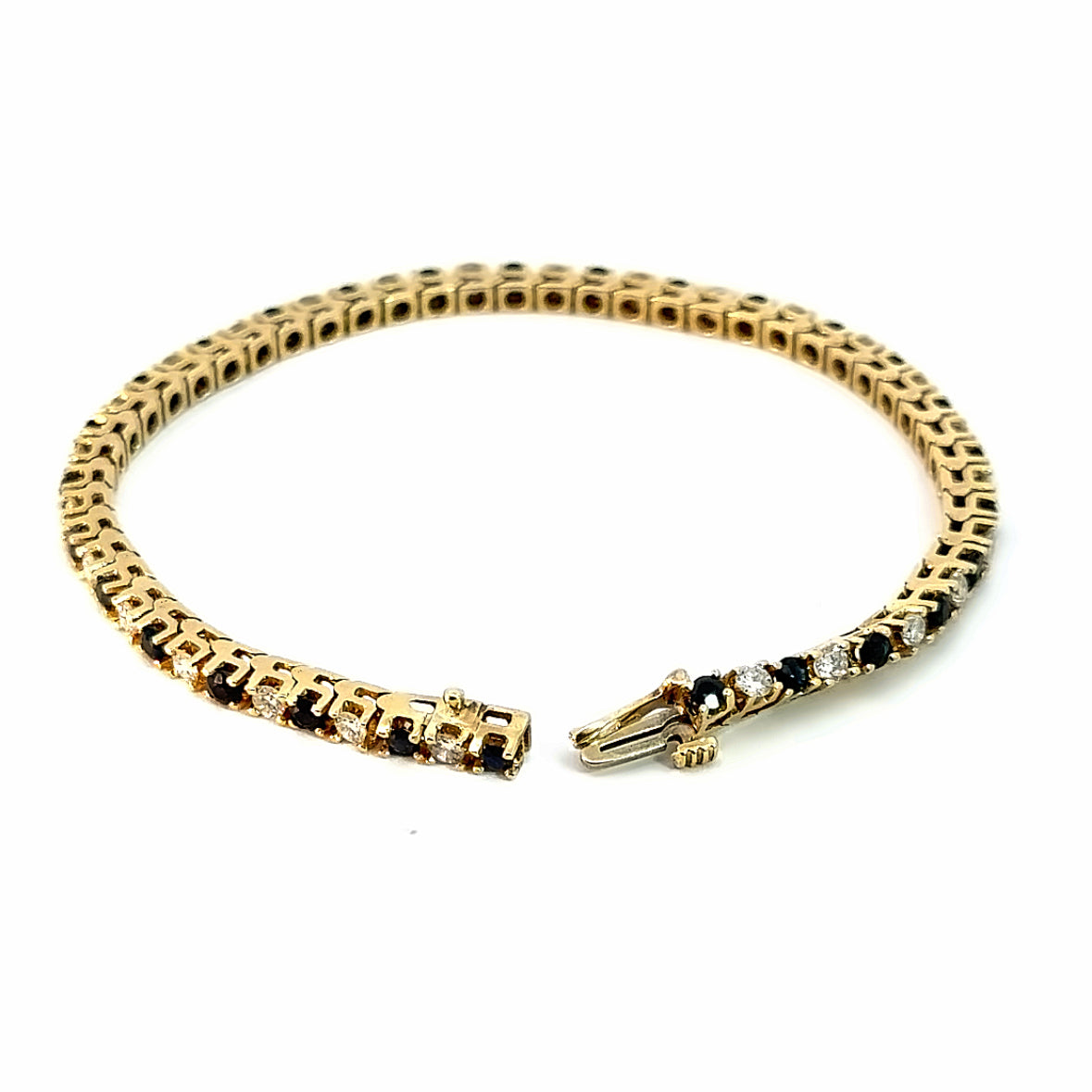 14K Yellow Gold Diamond & Sapphire Bracelet