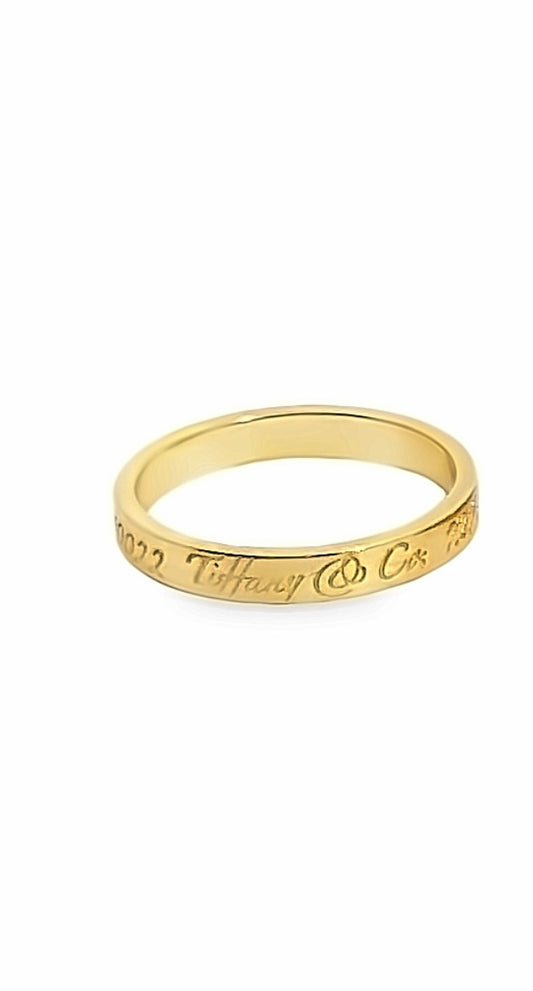 Tiffany & Co. 18K Yellow Gold Engraved Ladies Ring