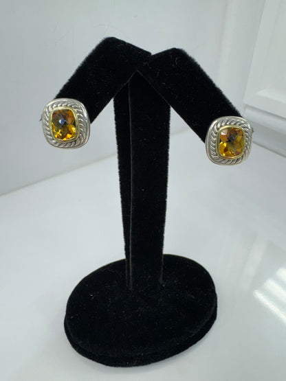 David Yurman Cable Classic Citrine & Two-Tone Clip Earrings