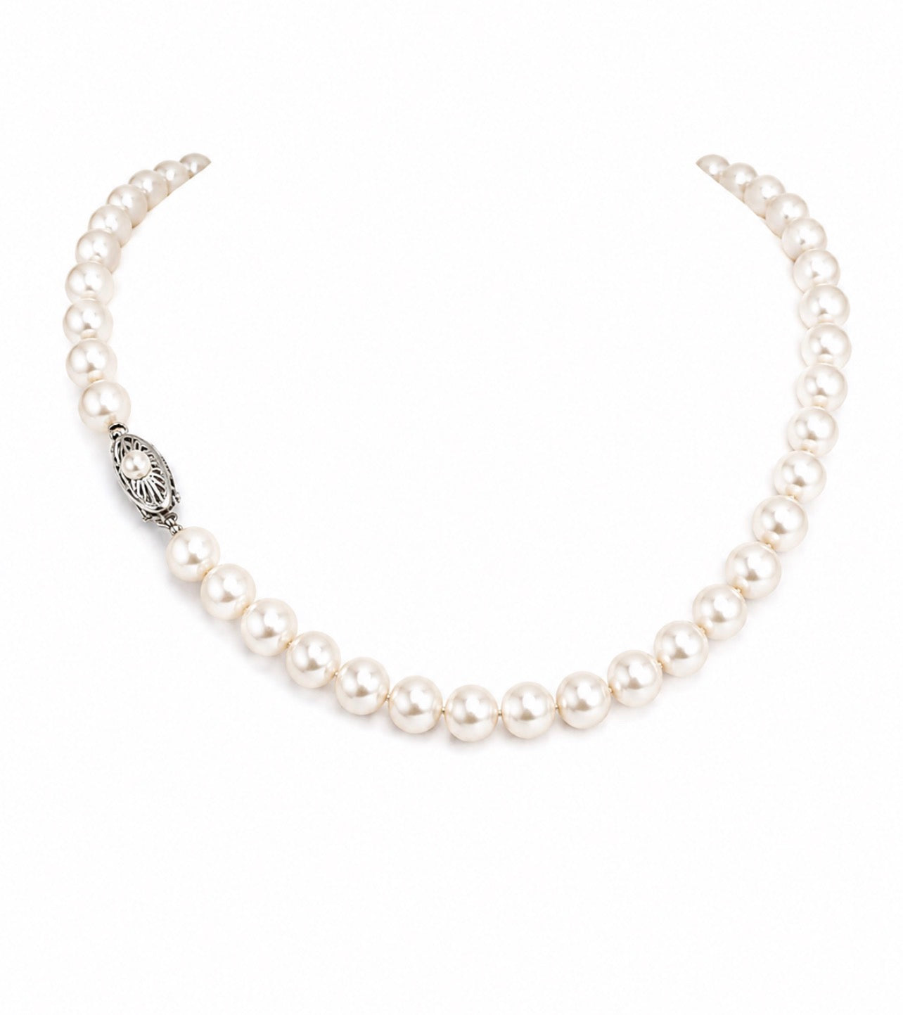 Classic Cultured Pearl Strand Necklace with 14K White Gold Clasp