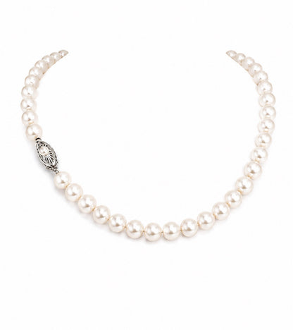 Classic Cultured Pearl Strand Necklace with 14K White Gold Clasp