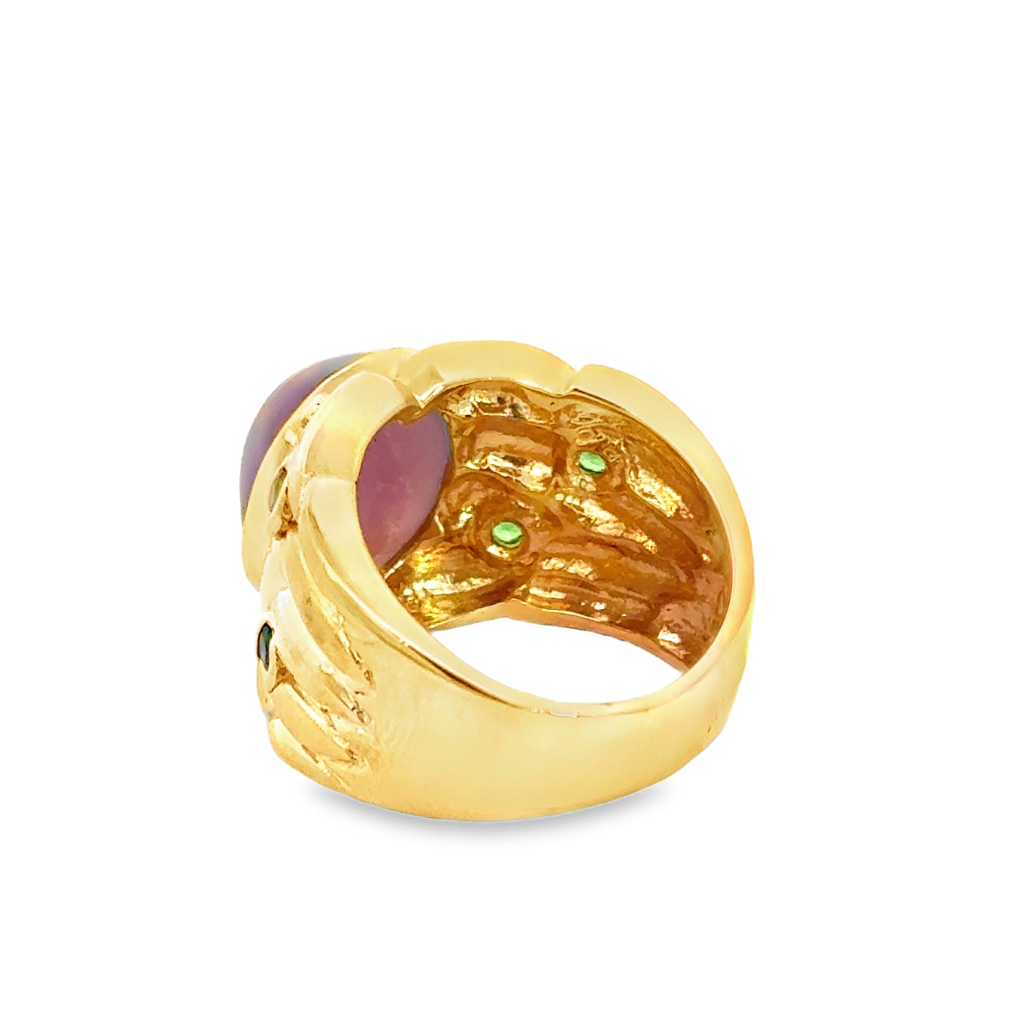 14K Yellow Gold Lavender Iolite & Emerald Band Ring