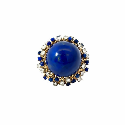 Luxurious Large Lapis Lazuli & Diamond Ring