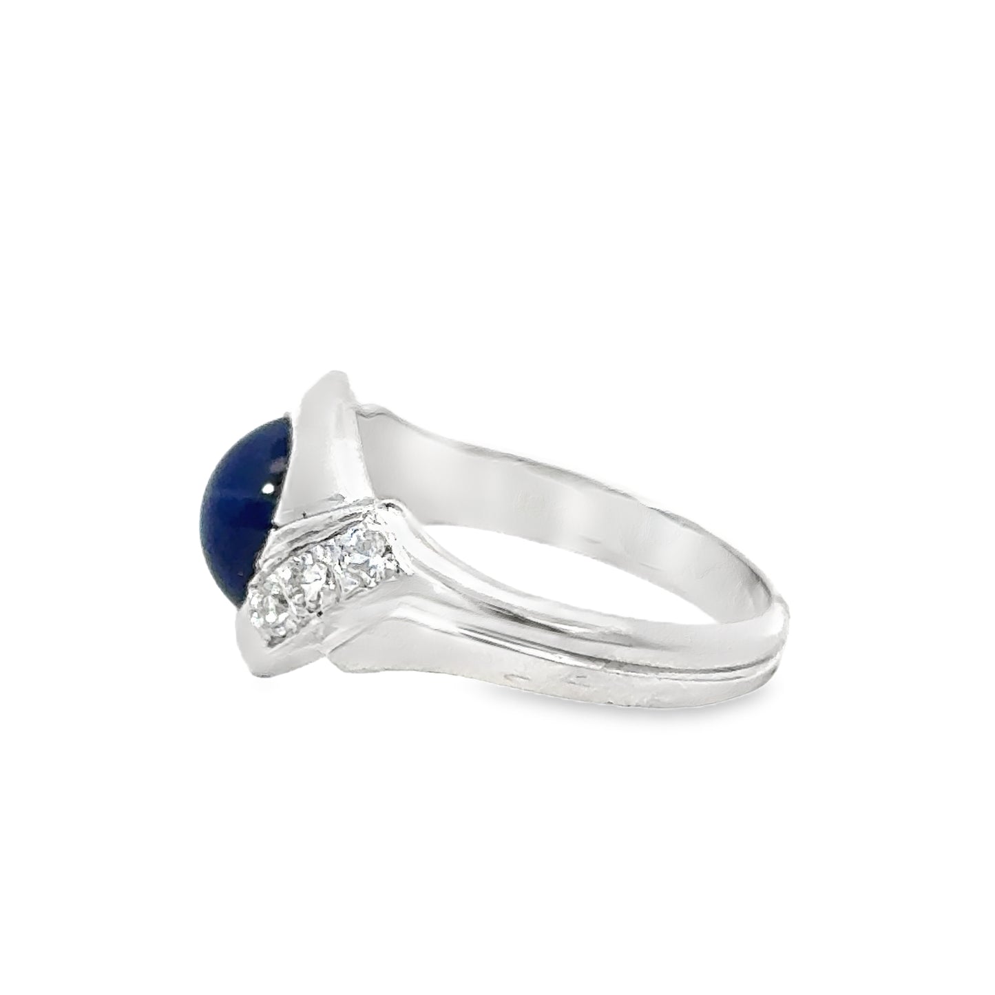 1960’s 18K White Gold Star Sapphire & Diamond Men’s Ring