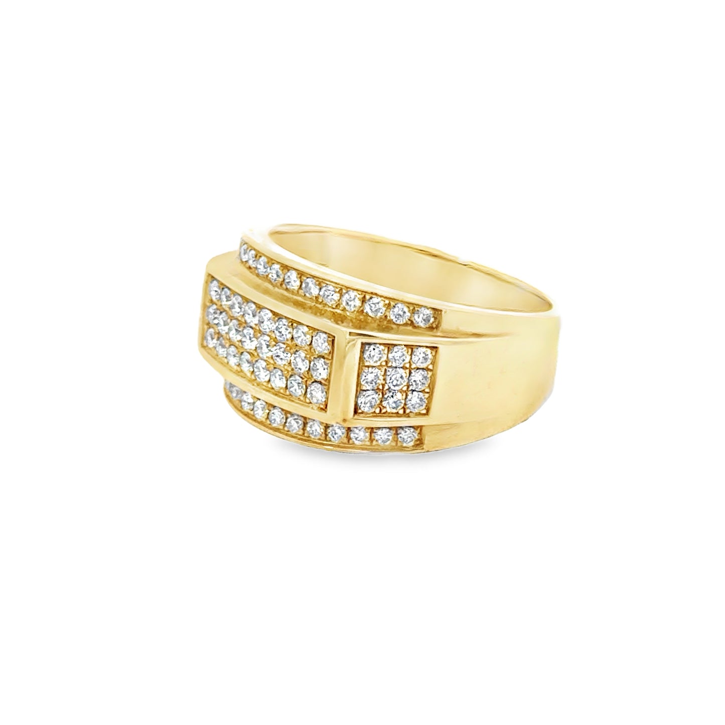 Yellow Gold 5-Row Diamond Men’s Ring