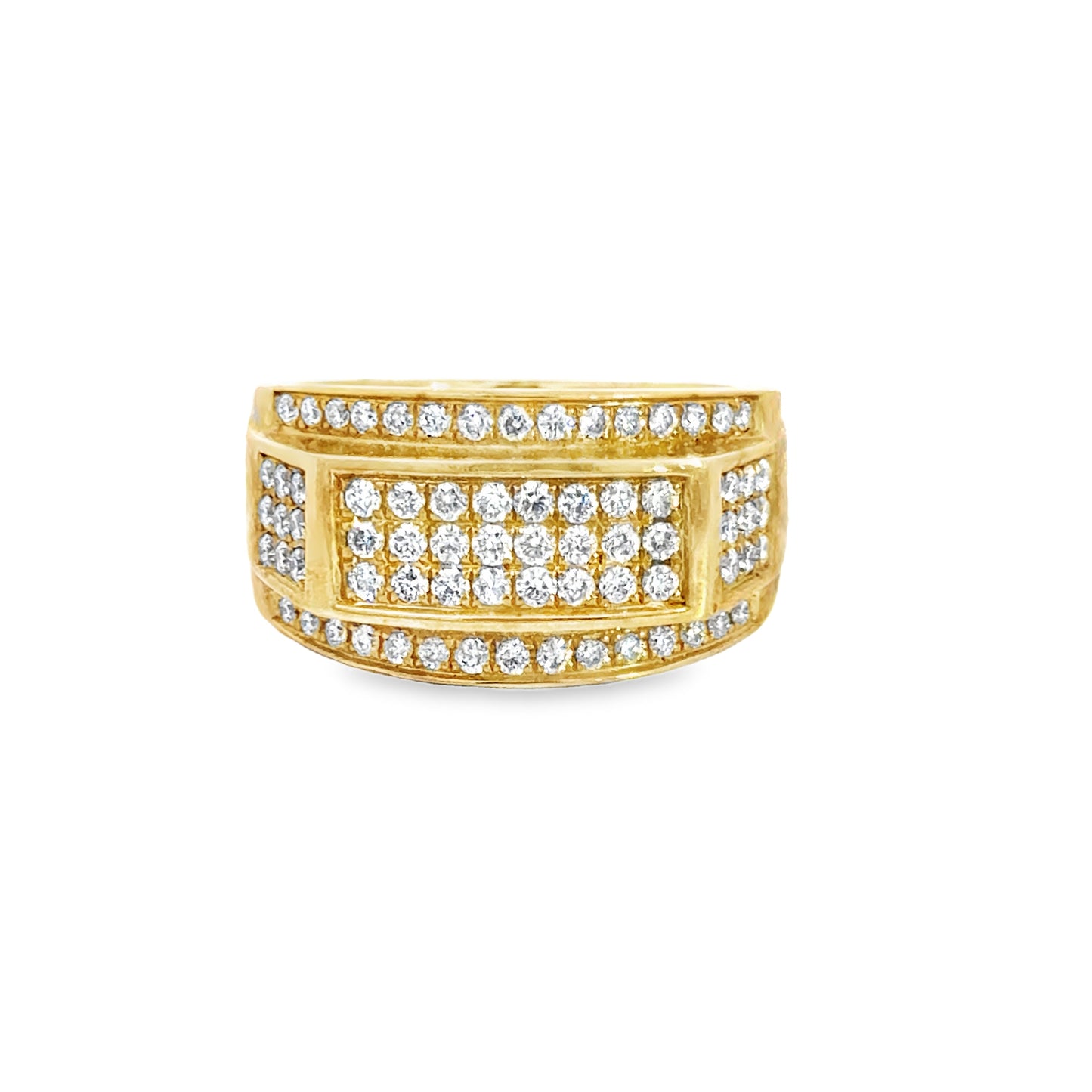 Yellow Gold 5-Row Diamond Men’s Ring