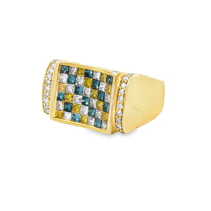 Colorful & Bold 14K Yellow Gold Multi-Color Diamond Men’s Ring