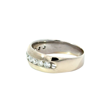 14K White Gold Classic Men’s Channel-Set Diamond Ring
