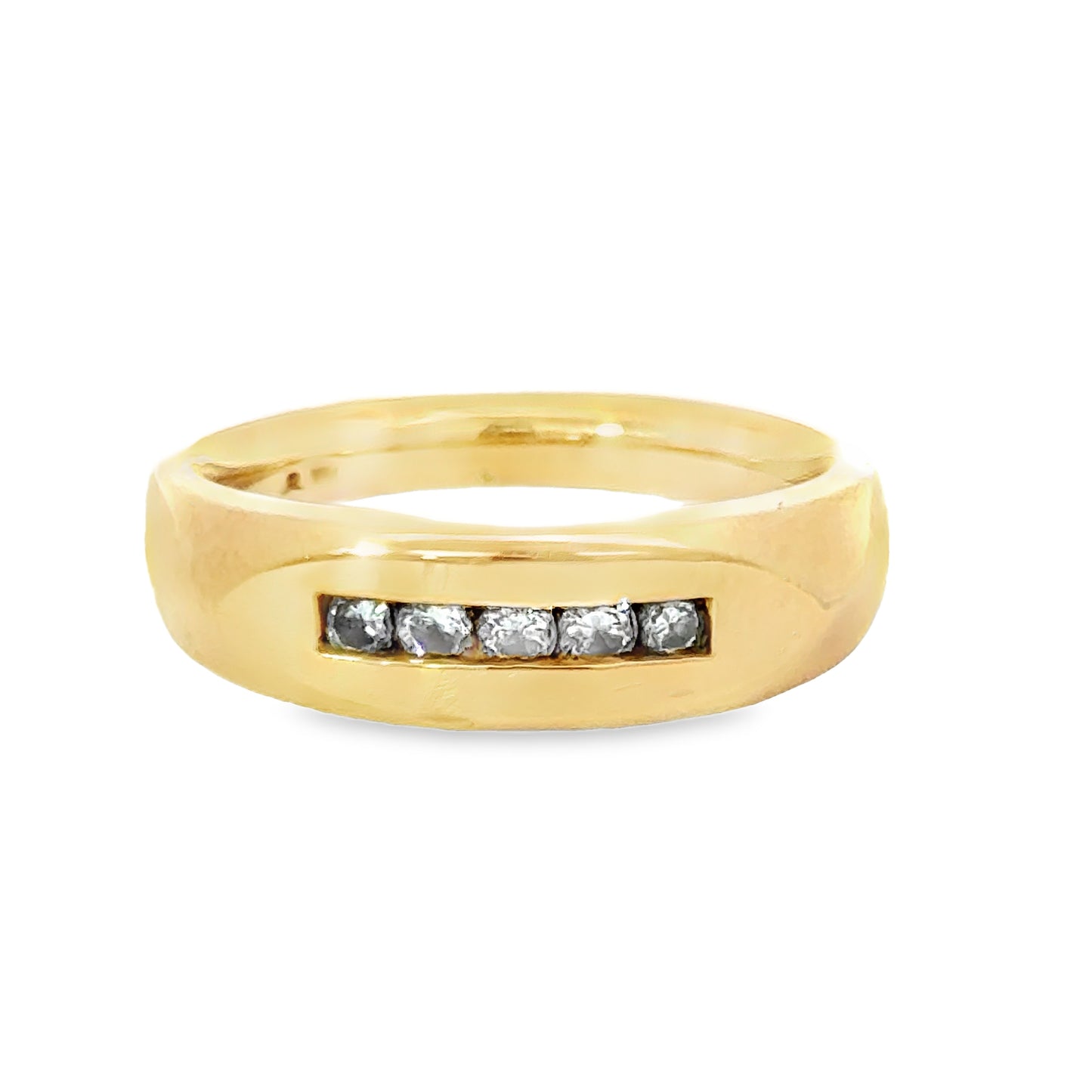 14K Gold Classic Channel-Set Diamond Ring for Men