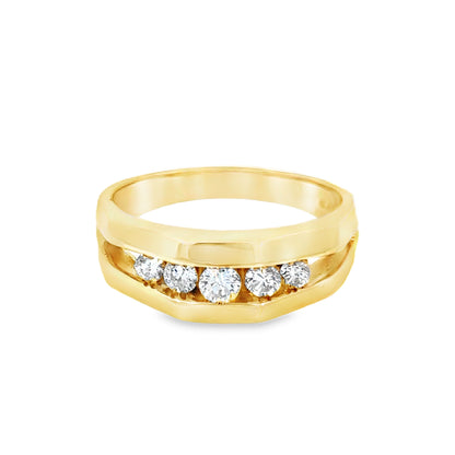 Men’s Channel-Set Diamond Ring – 14K Gold