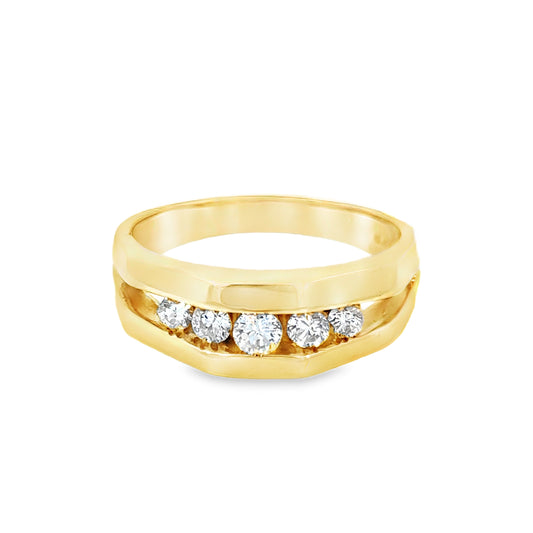 Men’s Channel-Set Diamond Ring – 14K Gold