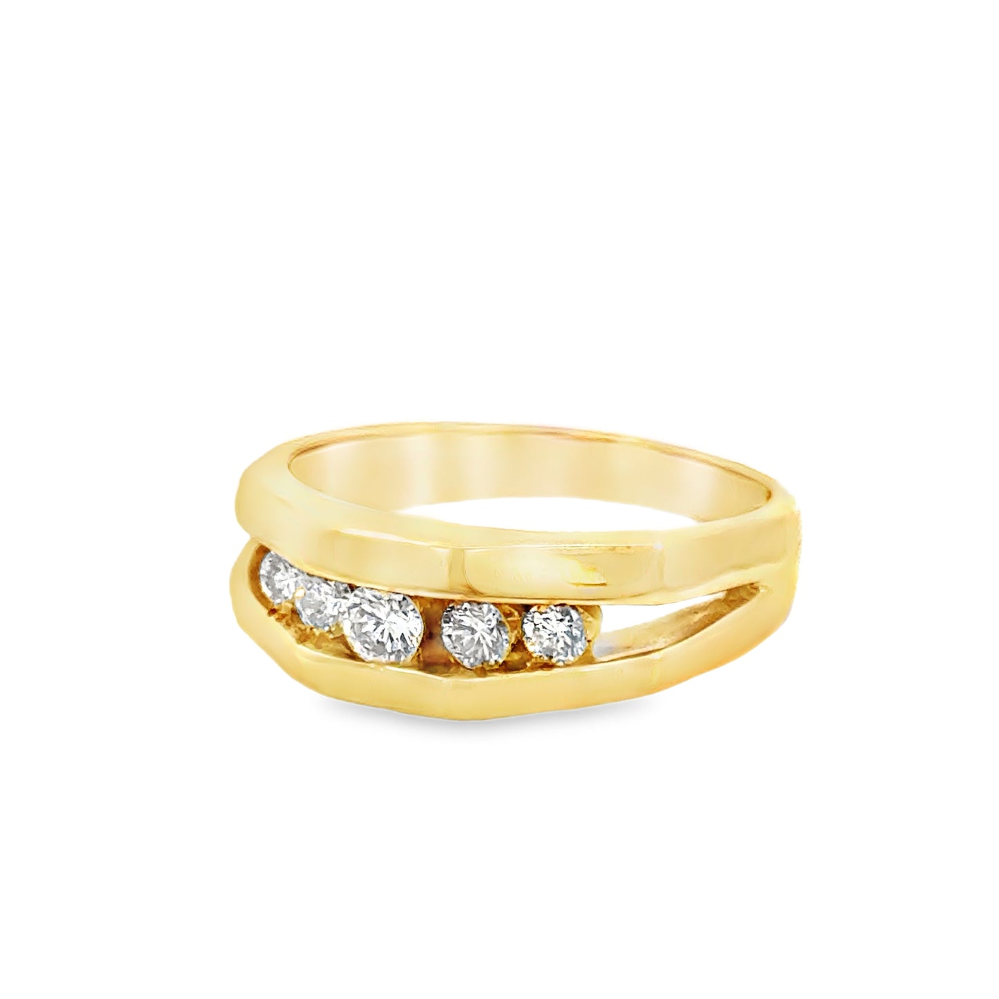 Men’s Channel-Set Diamond Ring – 14K Gold