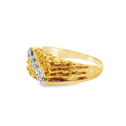 Vintage 1980’s Yellow Gold & Diamond Men’s Ring