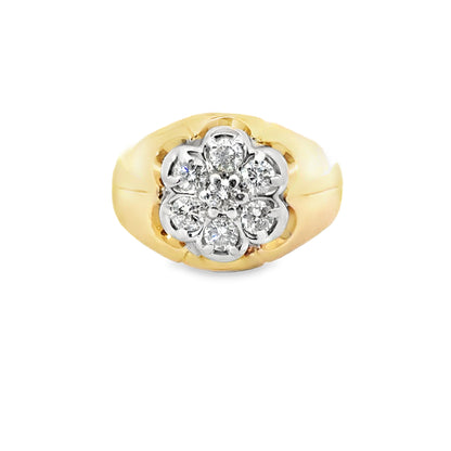 14K Brilliant Round Diamond Cluster Men’s Ring