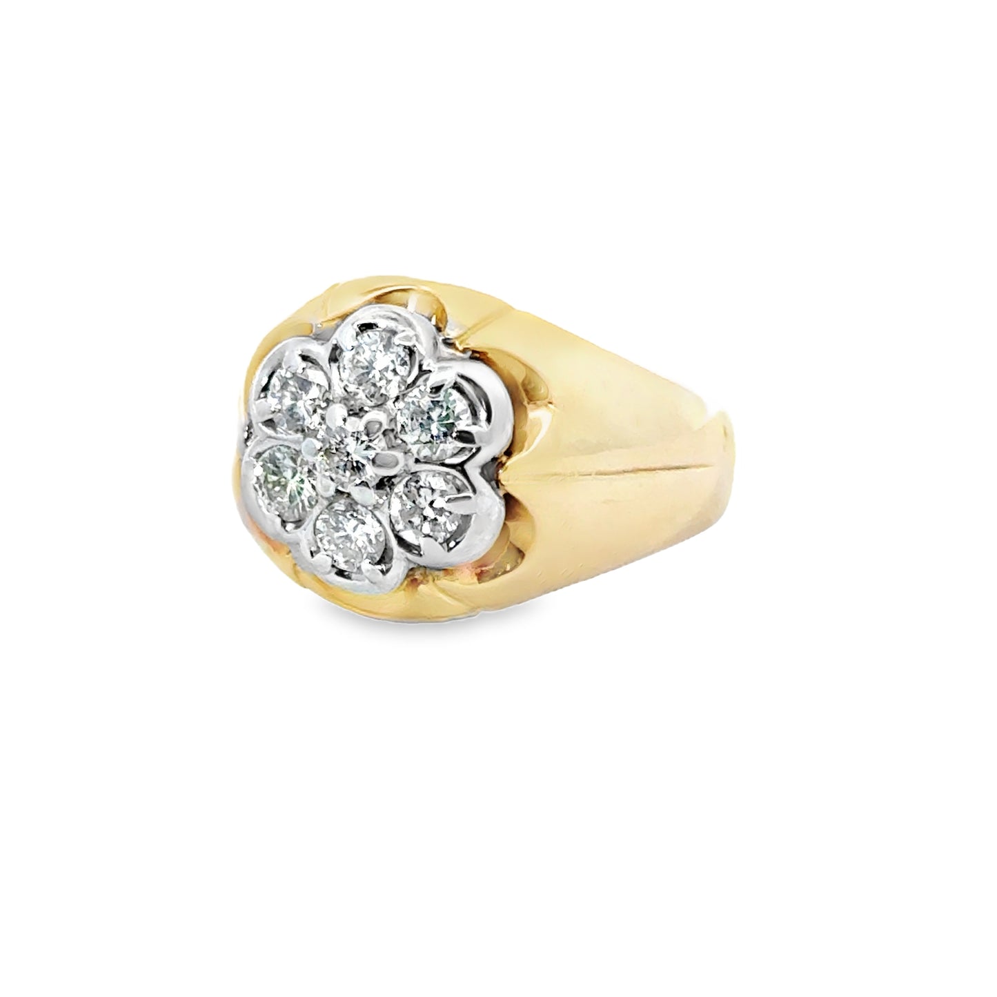 14K Brilliant Round Diamond Cluster Men’s Ring