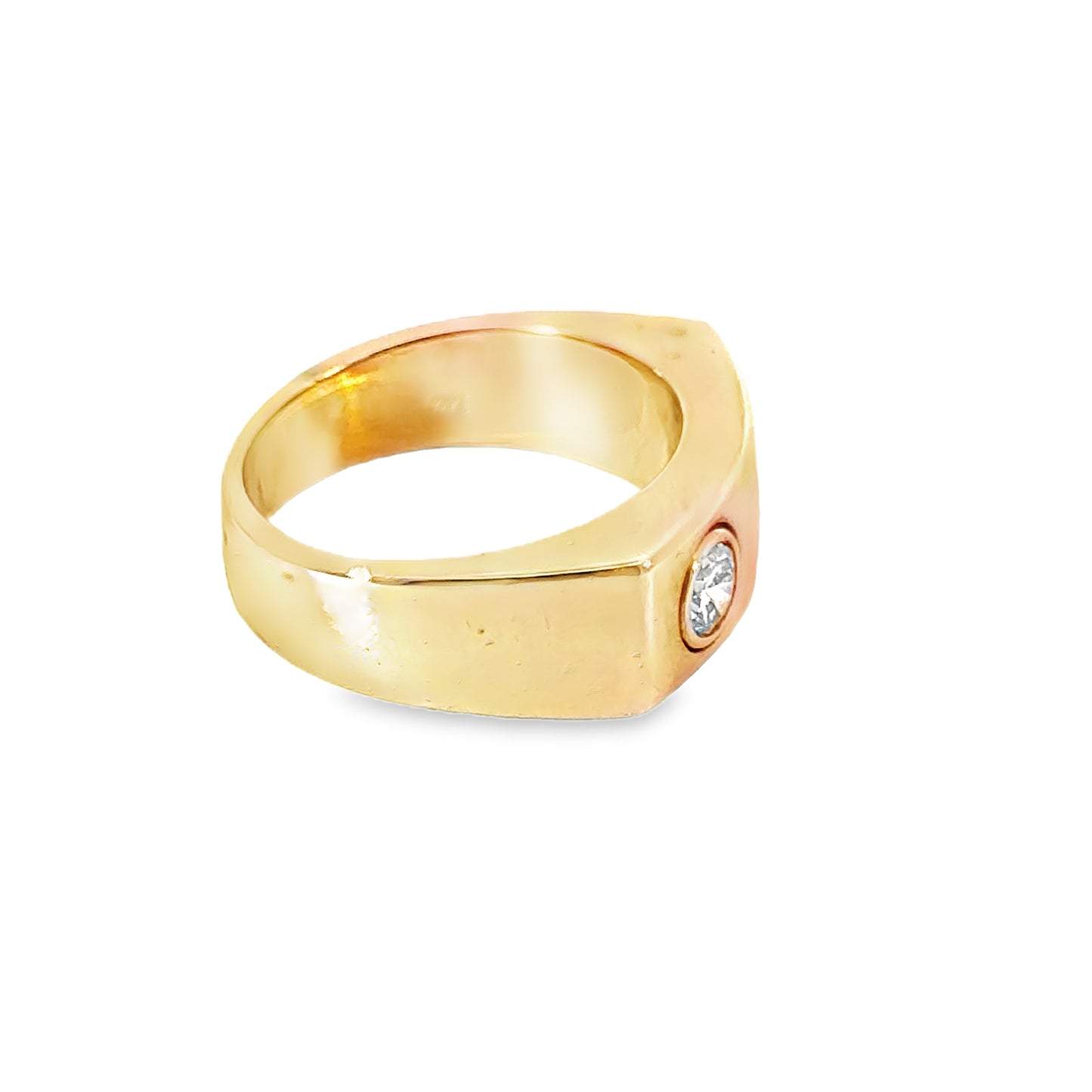 Modern 14K Yellow Gold & Diamond Wide Band Ring