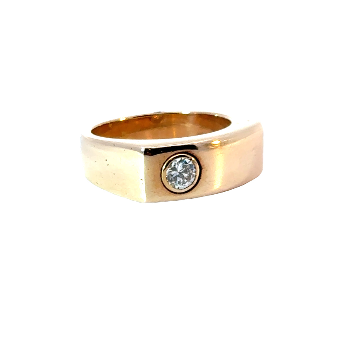 Modern 14K Yellow Gold & Diamond Wide Band Ring