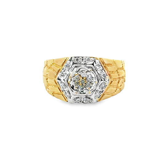 Two-Tone Geometric Diamond Men’s Ring