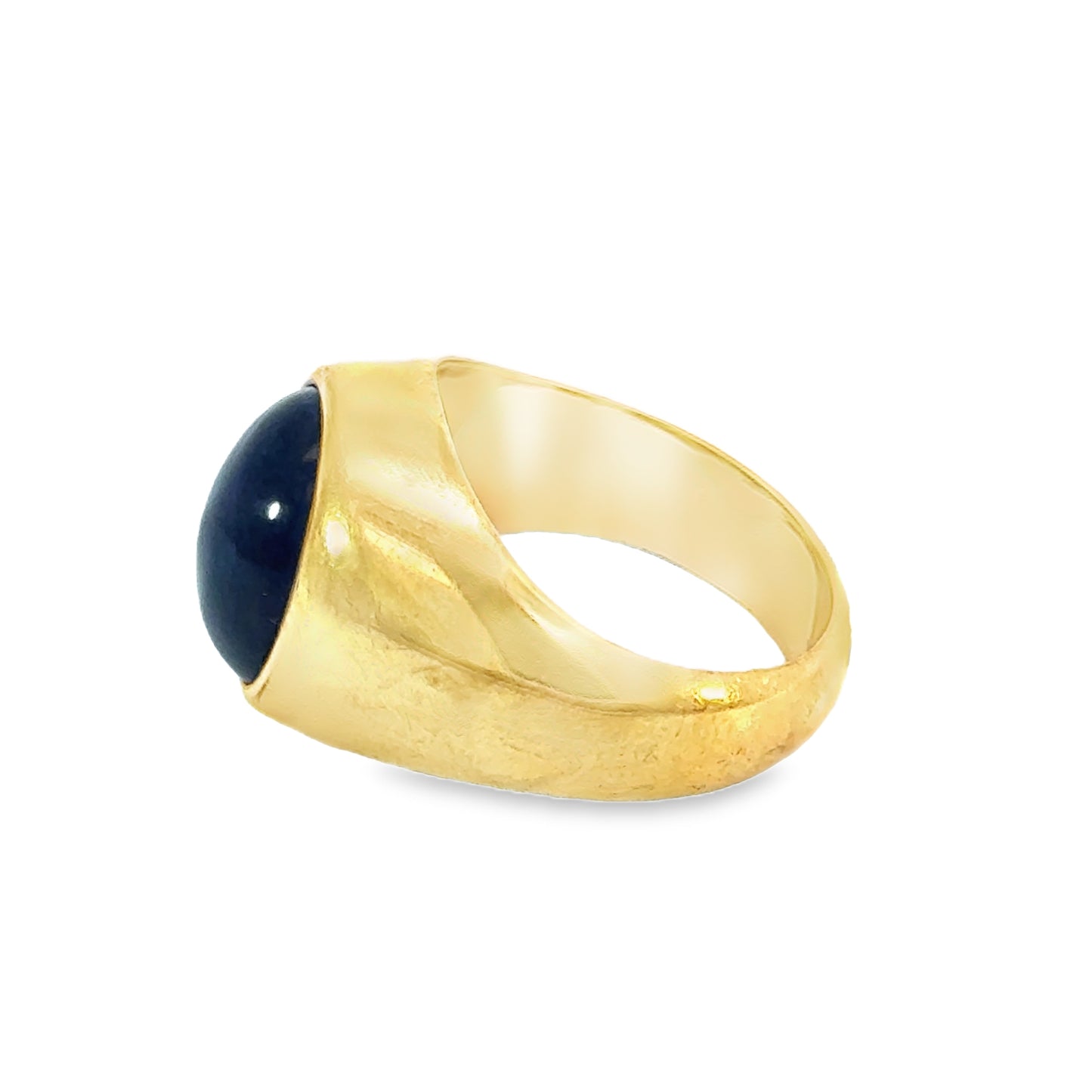 18K Yellow Gold Domed Sapphire Cabochon Men’s Ring