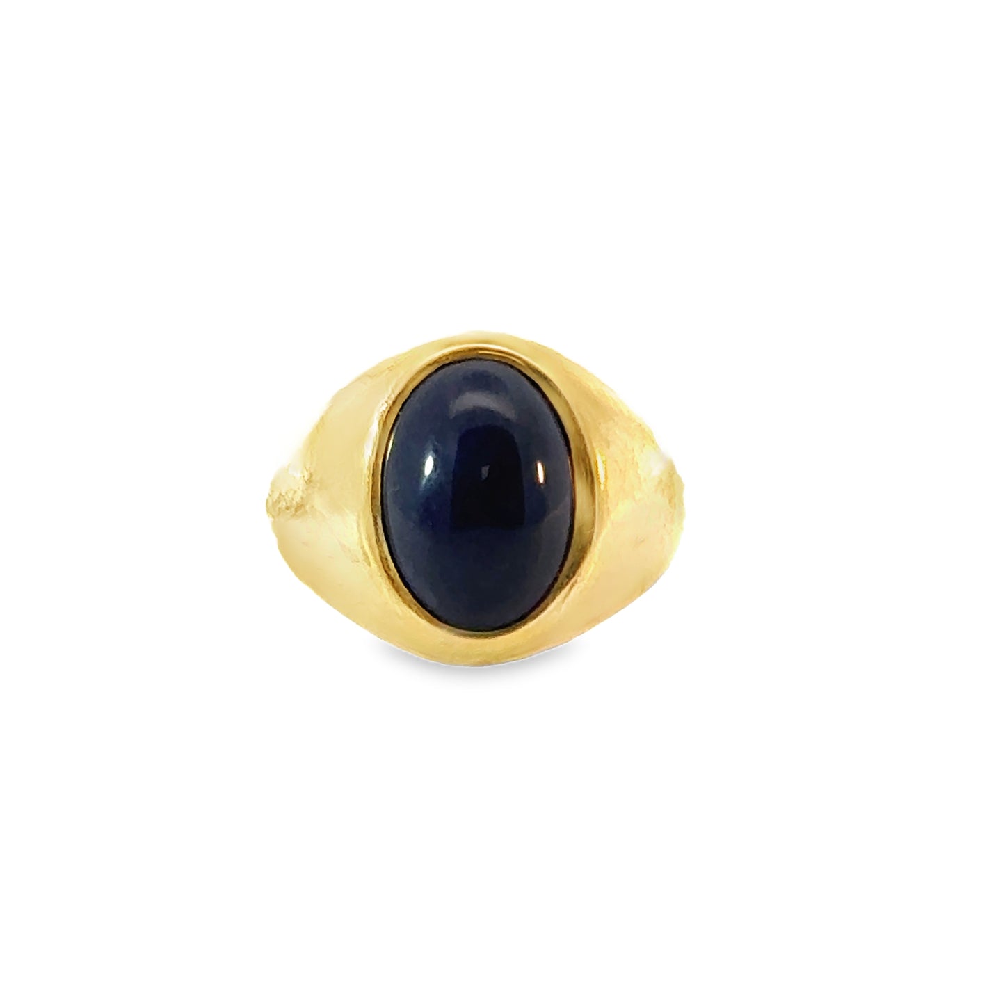 18K Yellow Gold Domed Sapphire Cabochon Men’s Ring