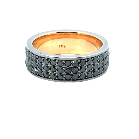 18K Rose Gold Black Diamond Eternity Men’s Band