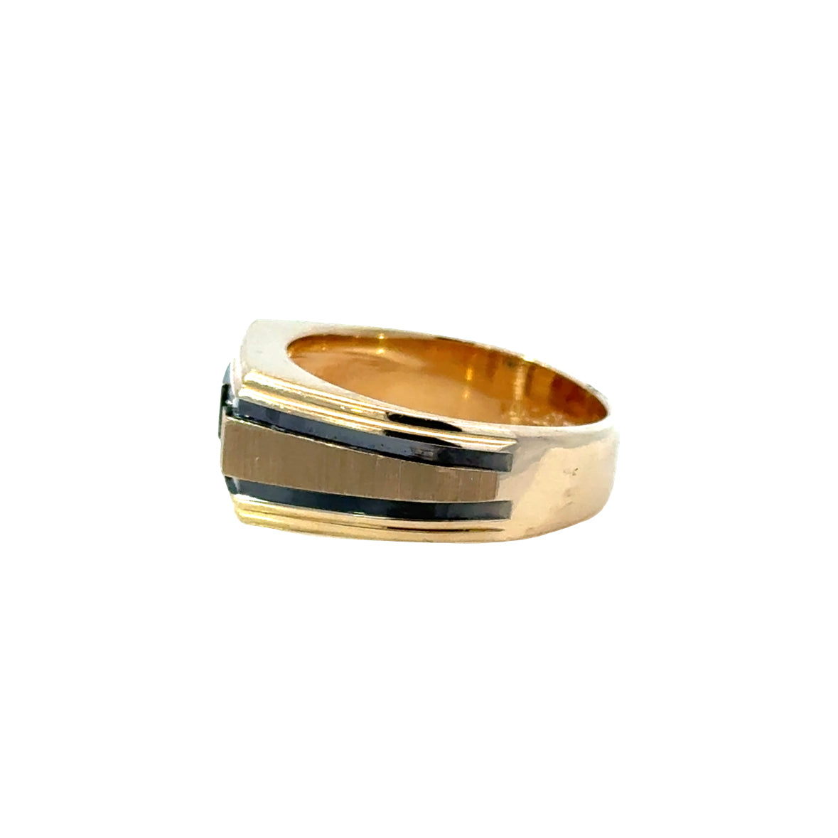 14K Yellow Gold Contemporary Diamond & Enamel Ring