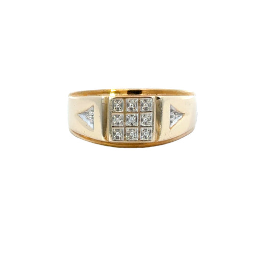 Yellow Gold Diamond Cluster Men’sRing