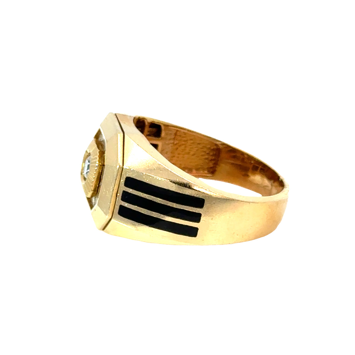 18K Yellow Gold Octagonal Diamond Halo Men’s Ring