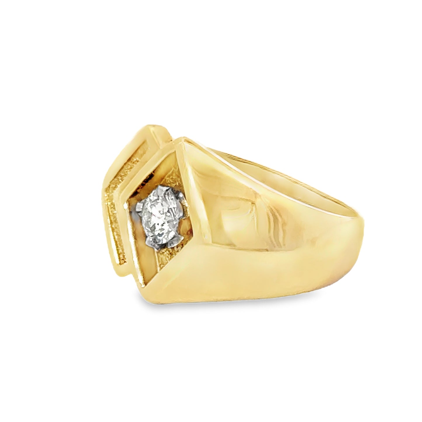 14K Yellow Gold Geometric Men’s Ring