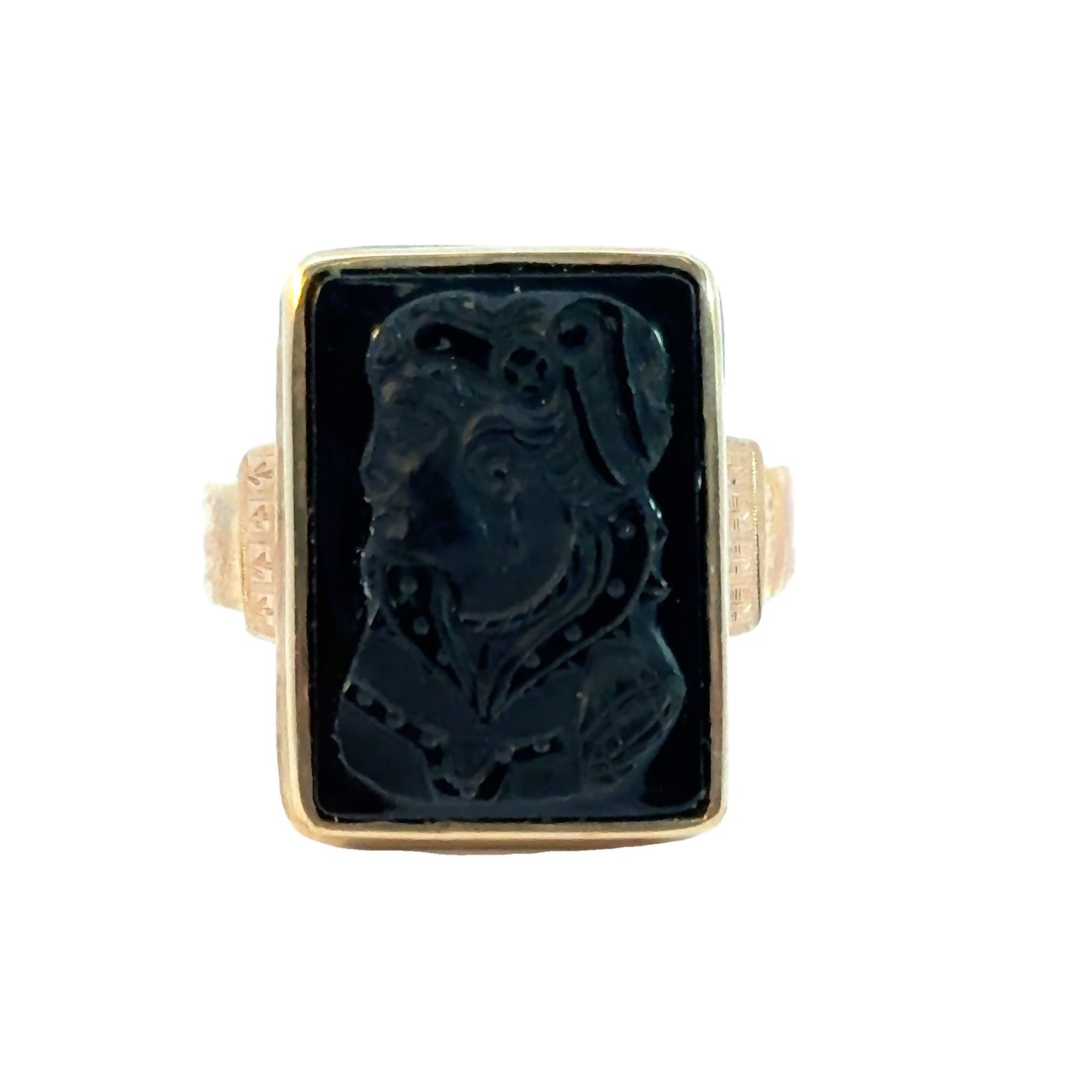 Antique Rose Gold Cameo Black Sardonyx Men’s Ring