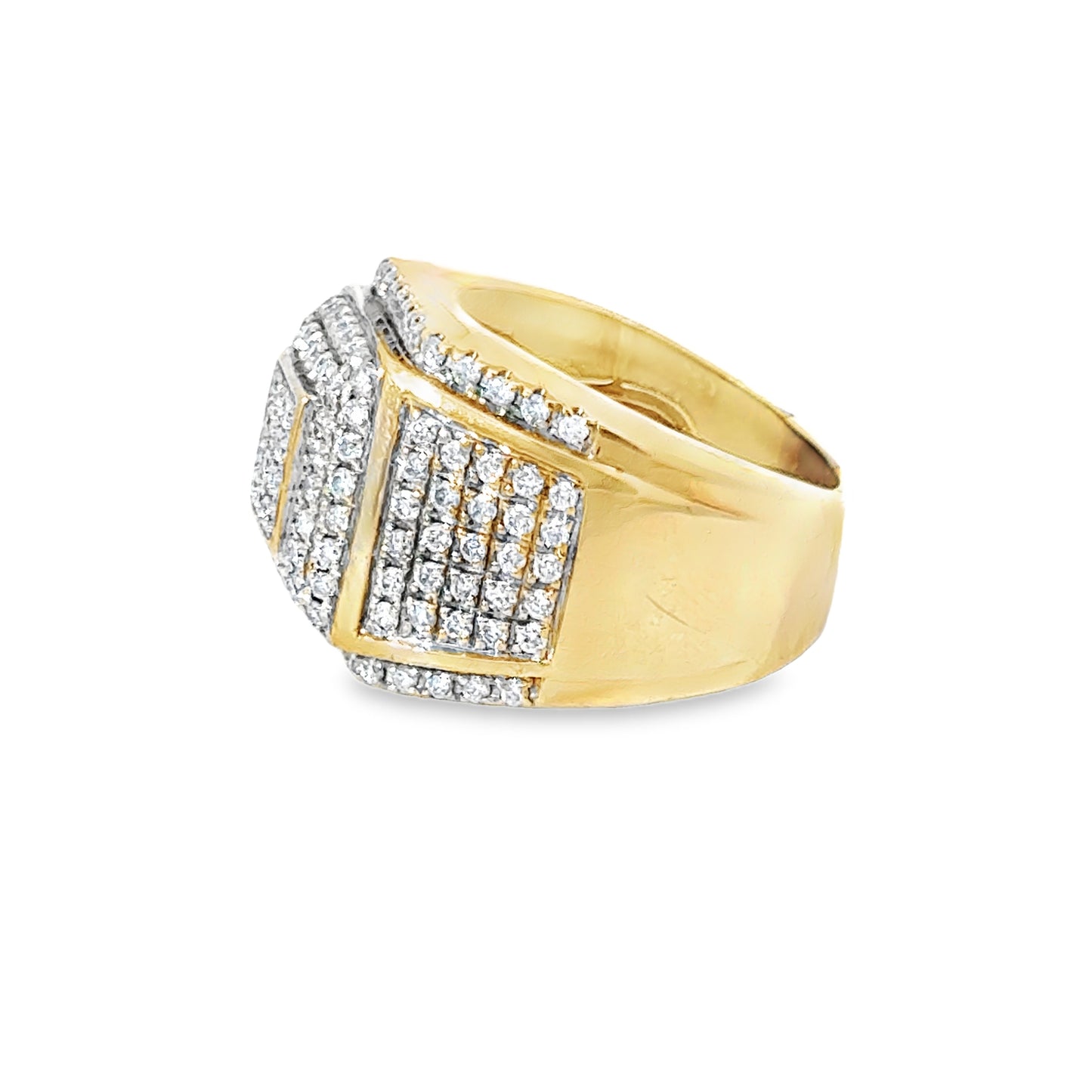 Luxurious Yellow Gold Pave-Set Multi-Row Diamond Men’s Ring