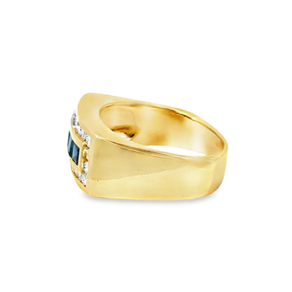 Bold 14K Yellow Gold Sapphire and Diamond Band