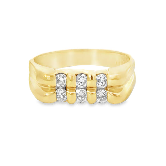 14K Yellow Gold Round-Cut Diamond Men’s Ring