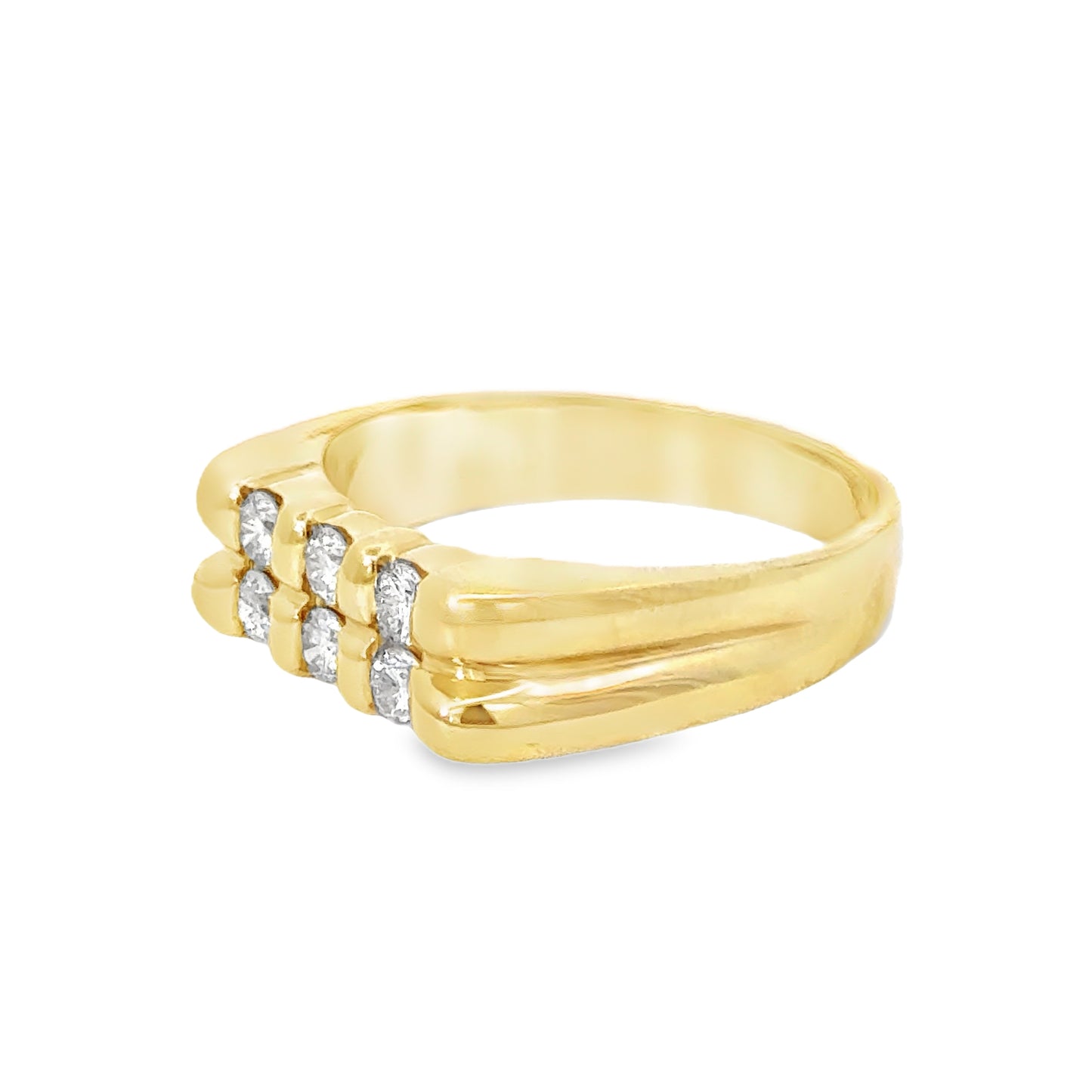 14K Yellow Gold Round-Cut Diamond Men’s Ring