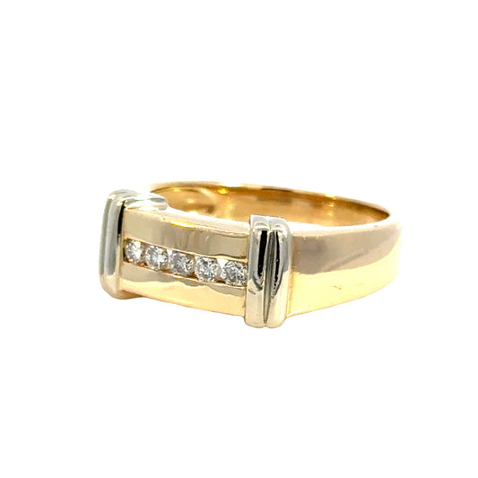 Elegant Men’s 14K Two-Tone Diamond Band