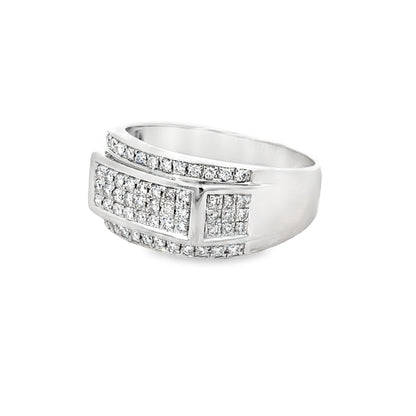 White Gold Pave-Set Multi-Row Diamond Ring